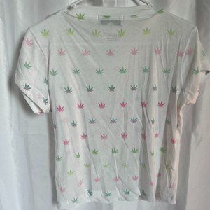 Wildfox Broad City Collab Tee Shirt with Tye Dye Leaves